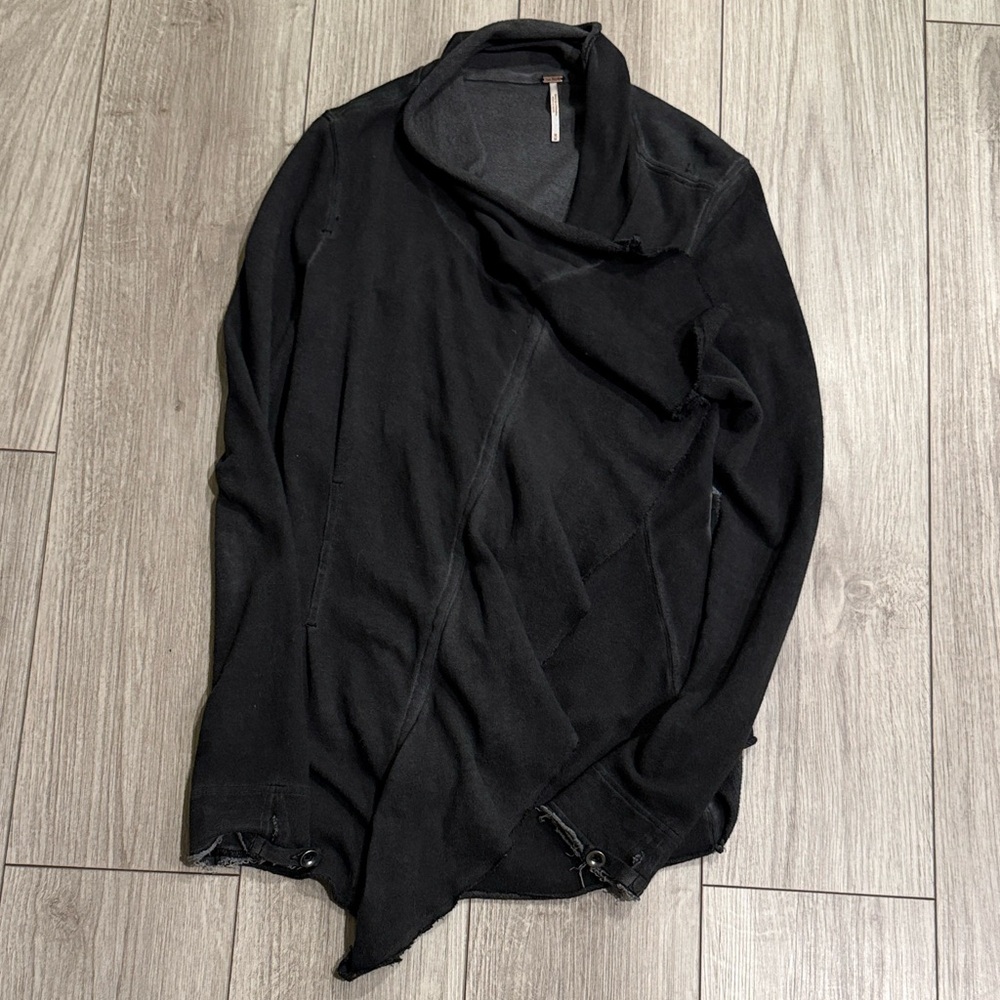 Free People Zip Up Distressed Cardigan Jacket Medium